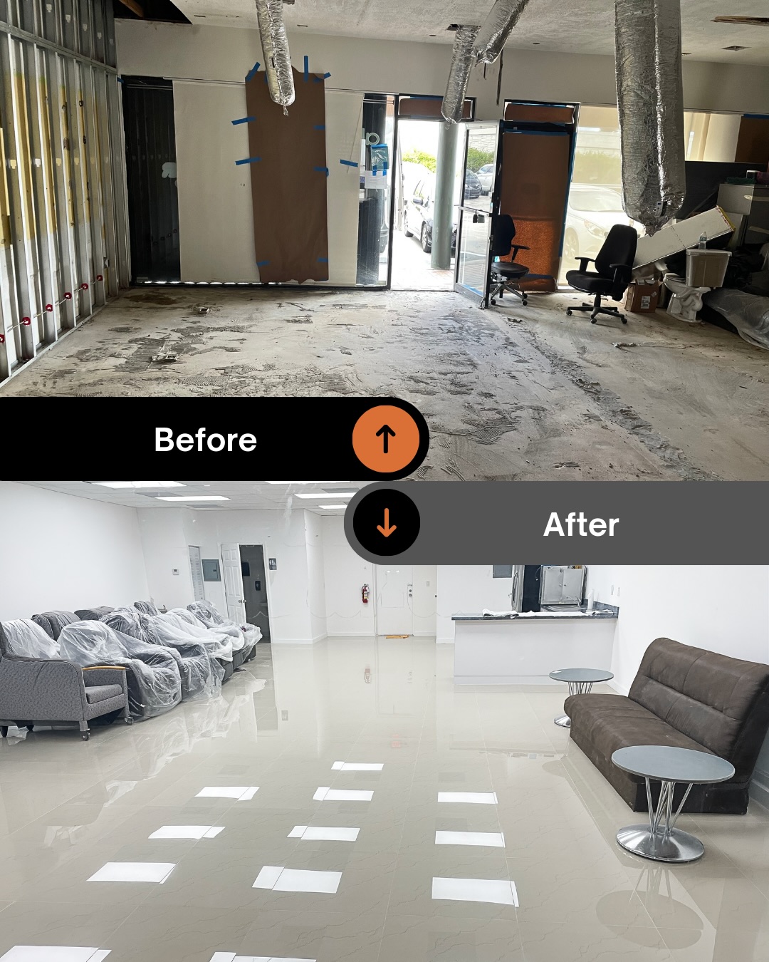 Before & after — complete interior renovation