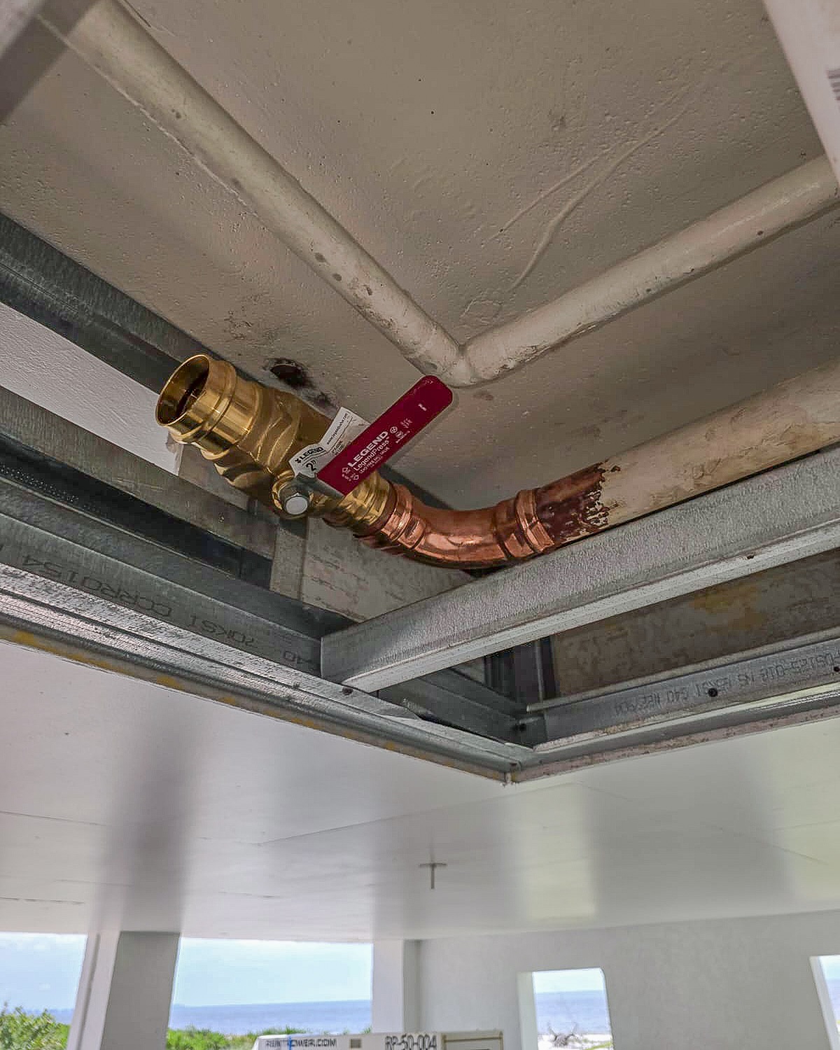 New copper shut-off valve installation