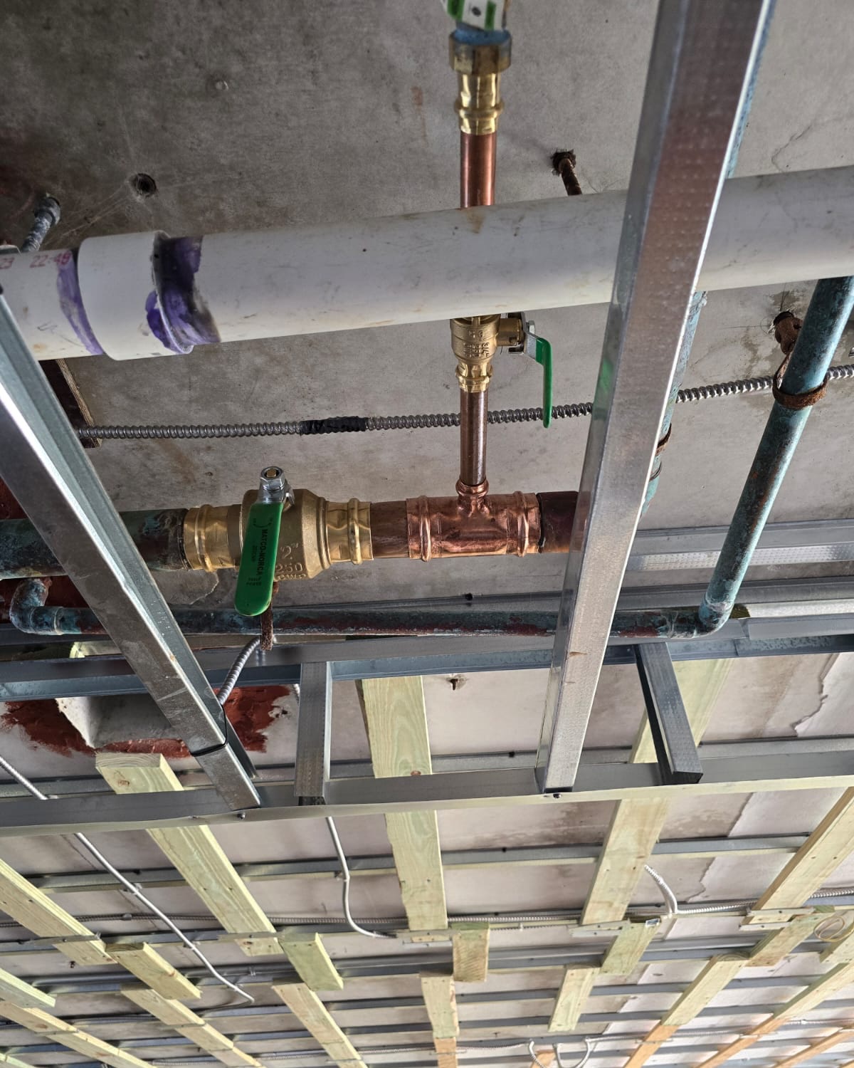 Overhead copper supply lines, run to code